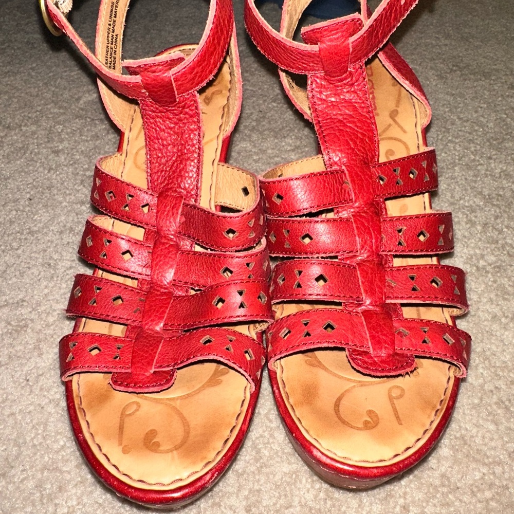 Born red leather platform sandals